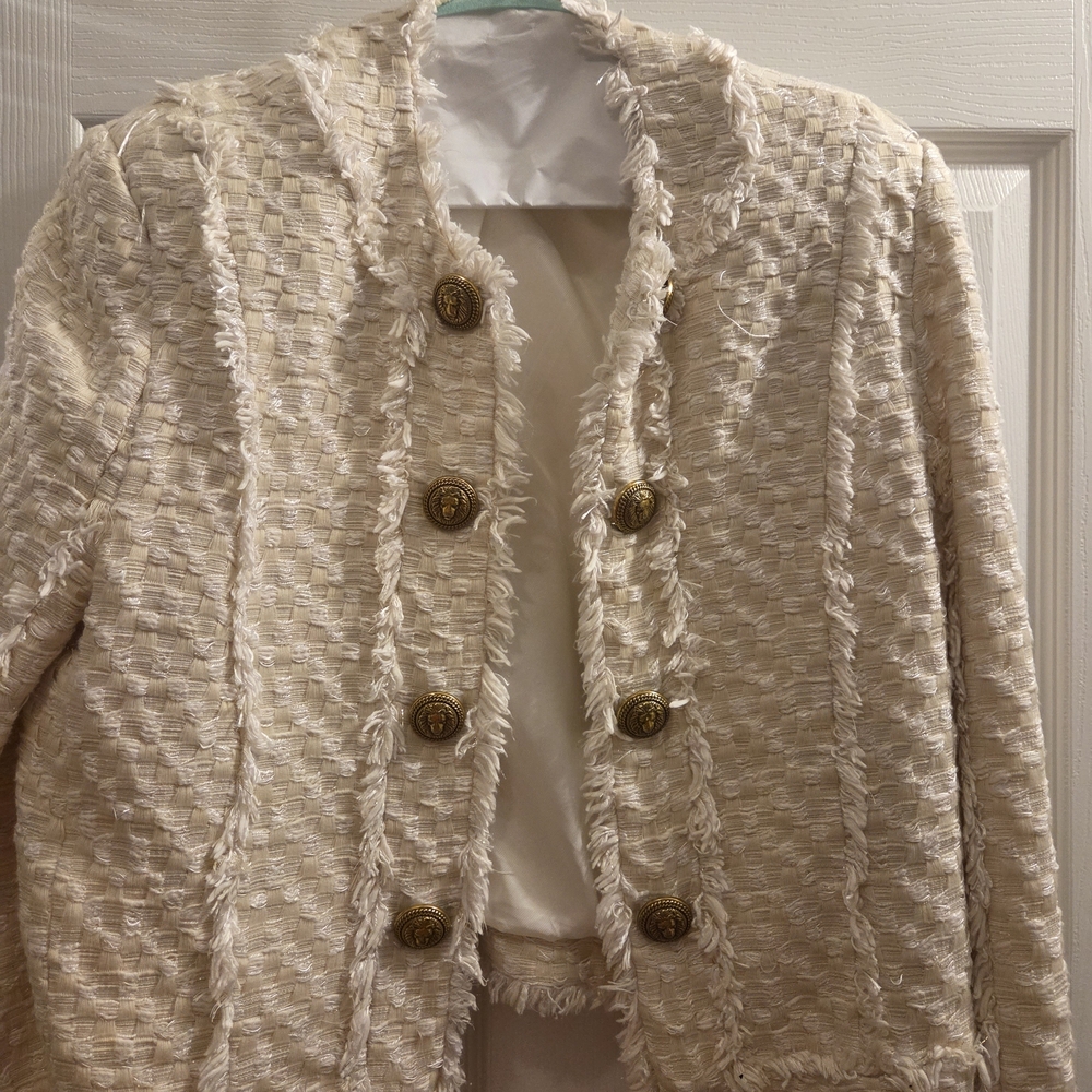 Balmain Cream Jacket with Gold Accents
